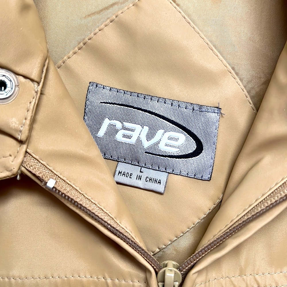 Vintage Rave Tan Zip Up Hooded Pocket Belted Raincoat size L - Picture 4 of 7